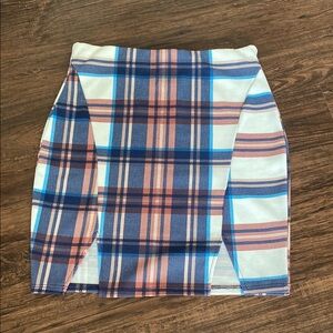 Plaid Women's Skirt in Blue and Pink